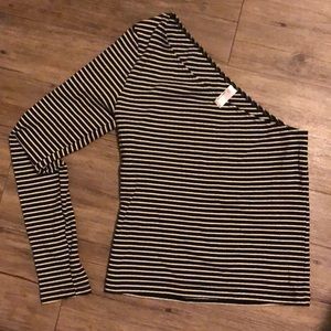 American Apparel one sleeved striped shirt